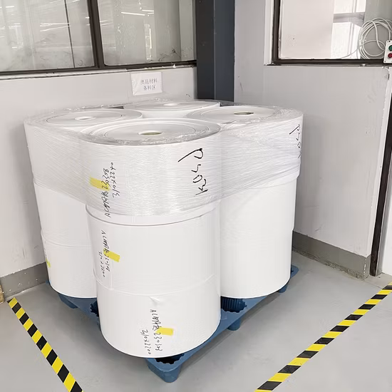 Etiqueta en rollo gigante recubierta, materia prima, autoadhesiva, pegamento congelado, etiqueta adhesiva térmica directa superior, etiqueta adhesiva de papel