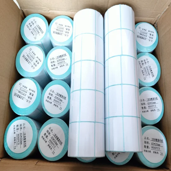 Papel Térmico, Etiqueta Adhesiva, Papel de Impresión, Papel Térmico Tres, Etiqueta Adhesiva de Código de Barras